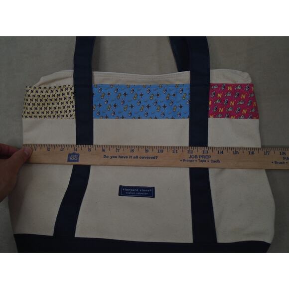 Vineyard Vines U.S. Navy Midshipmen Canvas Classic Tote Bag Ram Mascot Football - Picture 4 of 12